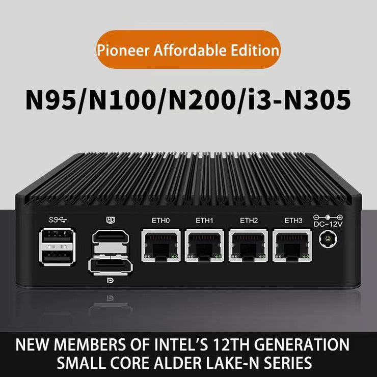 Hot sell 12th Gen Intel Mini PC i3 N305 8 Core 4xi226-V 2.5G Fanless Soft  Routing DDR5 4800MHz mini Firewall desktop Proxmox