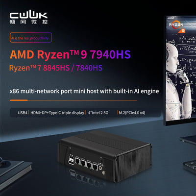 AMD Ryzen 7 R7-7840HS/7940HS 4x i226-V 2.5G LAN 2xM.2 NVMe PCIE mini host USB4 high-speed transmission CPU built-in AI engine