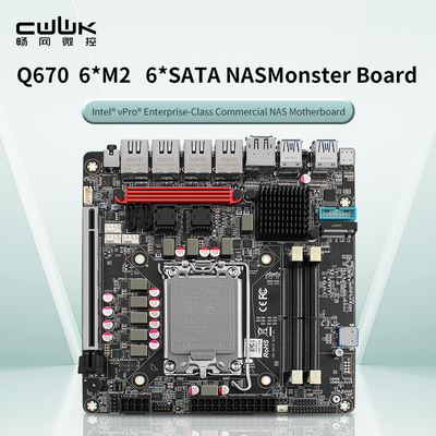 New Q670 4x Intel 2.5G Ethernet port 8-bay NAS motherboard for Intel 12/13/14 generation CPU | 3x M.2 NVMe | 8x SATA3.0 | HDMI+DP 4K@60Hz vPro Enterprise-class Commercial NAS