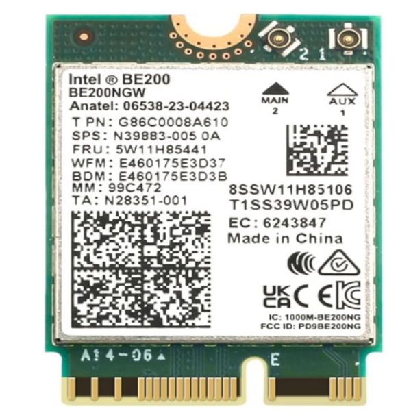 WiFi 7 BE200 NGW Wireless Card, Tri-Band 6GHz/5GHz/2.4GHz M.2 NGFF Bluetooth 5.4, Windows 10/11 (64-bit)/Linux, does not support AMD. (with antenna set)