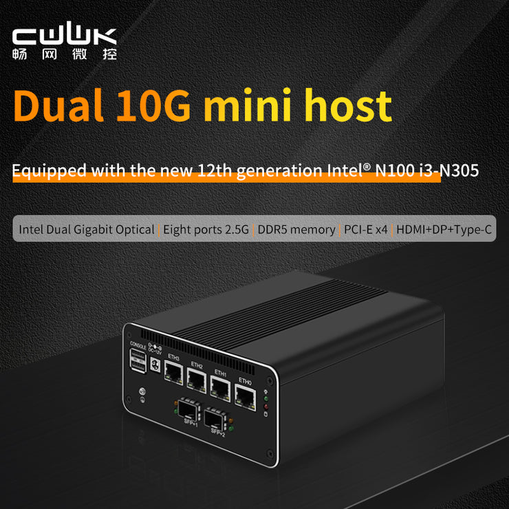 CWWK 12th Gen 2*10G SFP Intel i3-N305 N100 4x i226-V 2.5G Firewall Appliance DDR5 NVMe Proxmox Server Soft Router Mini PC