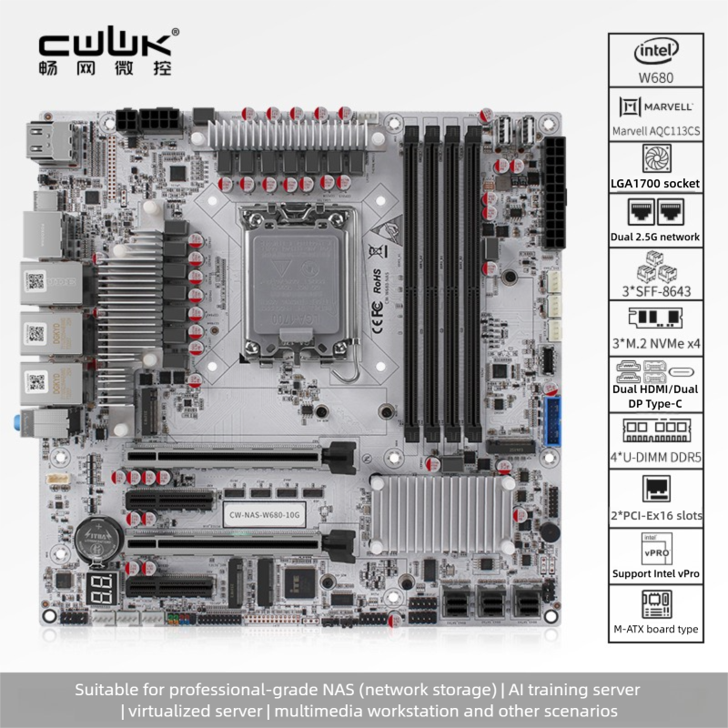 Changwang CWWK W680 NAS motherboard supports 12-bay server