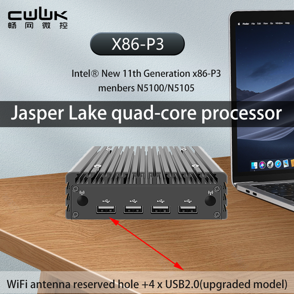 X86-P3 Super Mini Router 11th Generation Intel N5100/N5 Upgraded Version 4X USB Firewall PC 2X I226-V 2.5G LAN Fanless Mini PC