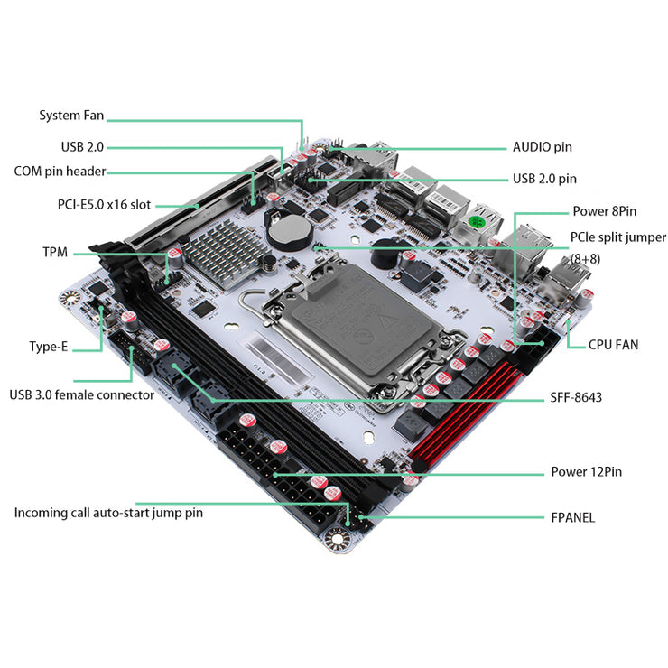 Q670-8Bay NAS Mini ITX Motherboard Upgraded Version,LGA1700 Supports intell12-14 Gen Processors,DDR5,Dual 4k Displays,5X USB3/2,8 SATA3.0 Ports, I226LM 2.5G with vPro (Q670+2xSFF-8643)