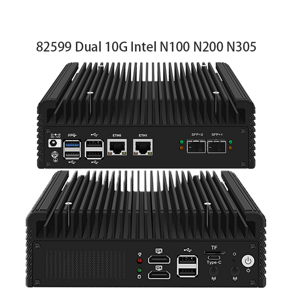 CWWK ChangWang Intel N100/N200/N350 processor, 82599 10G Ethernet expansion (electrical/optical), aluminum alloy body, dual copper heat sink, mini PC
