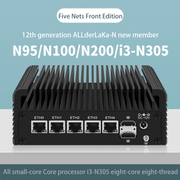 N100/N200/i3-N305 5-network Fengshang version soft 5-network 2.5G dual M.2 dual SATA dual HDMI/DP/multi-network port mini host
