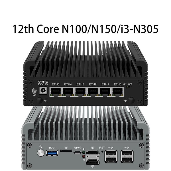 CWWK 6 LAN-Firewall-Gerät 2,5G-Router Intel i3-N305/N150/N100 der 12. Generation DDR5 2 * NVMe 2 * SATA3.0 Lüfterloser Mini-PC ESXi Proxmox-Host 