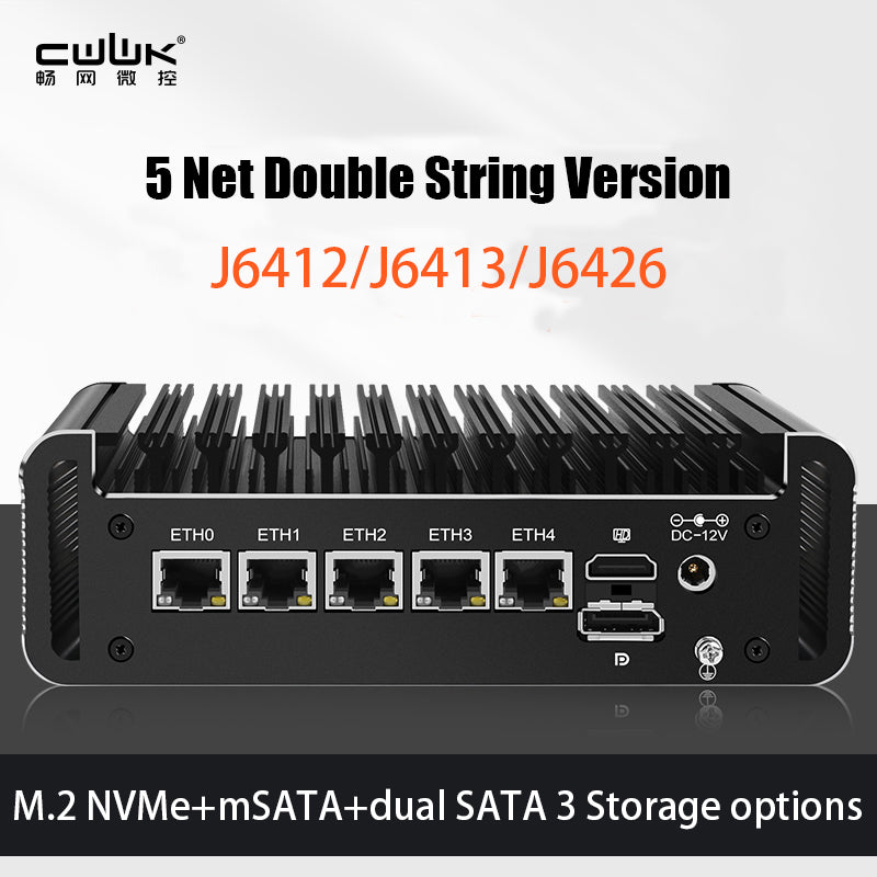 12th Generation Intel 2.5G Soft Router PC Celeron J6413J/6412 5 Network ...